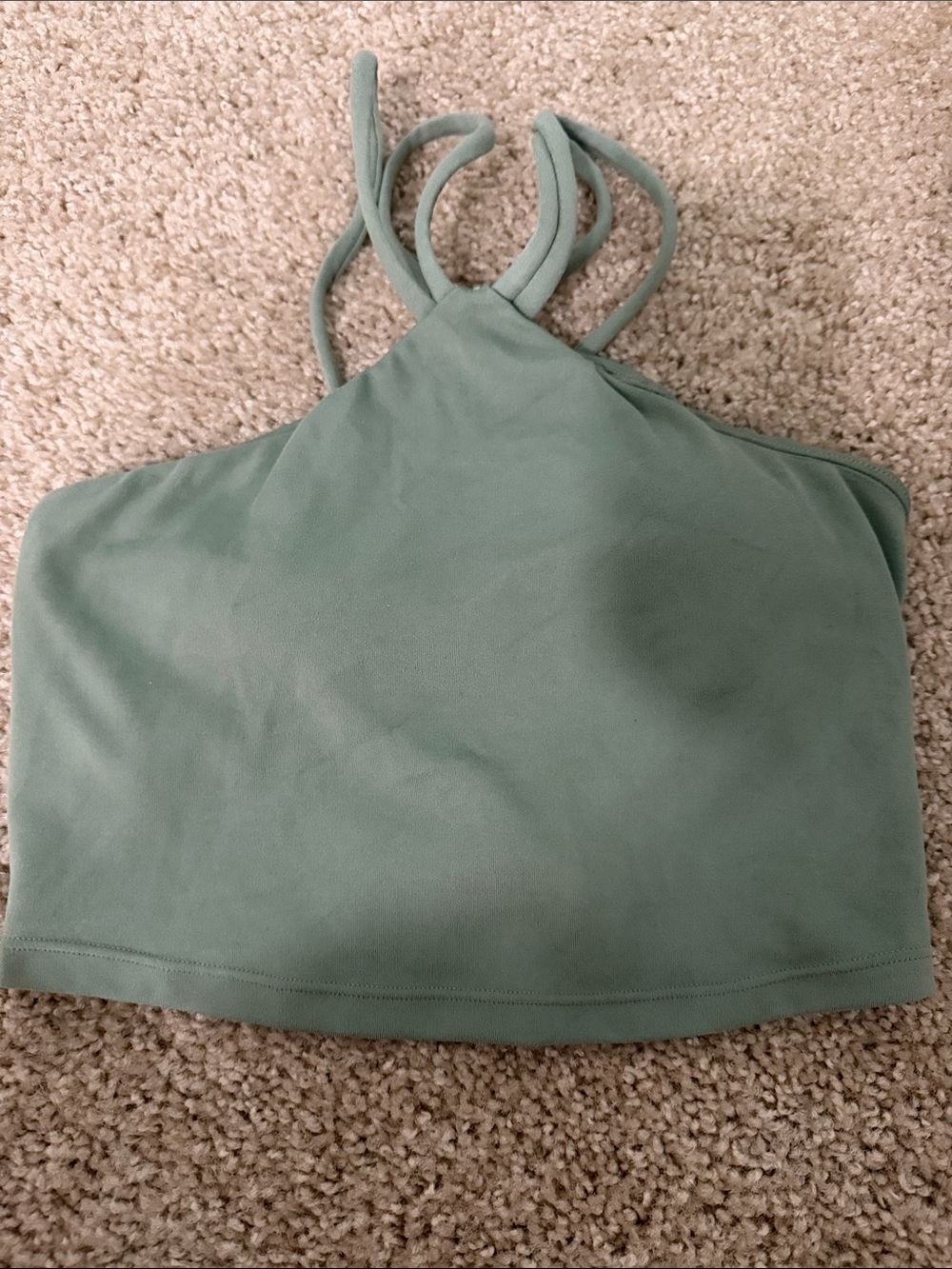 Gilly Hicks Sage Green Double-Strap Halter or one shoulder crop top
